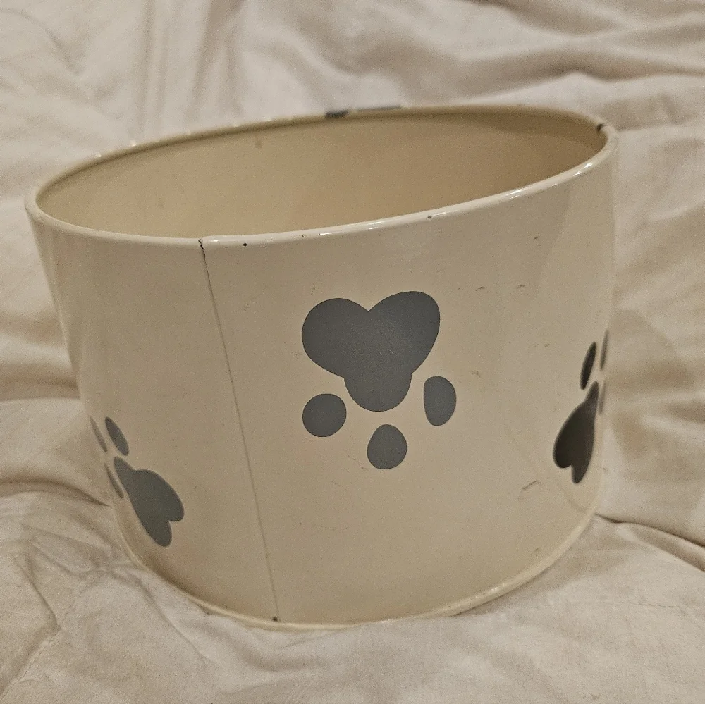 Cream Pet Bowl with Paw Prints